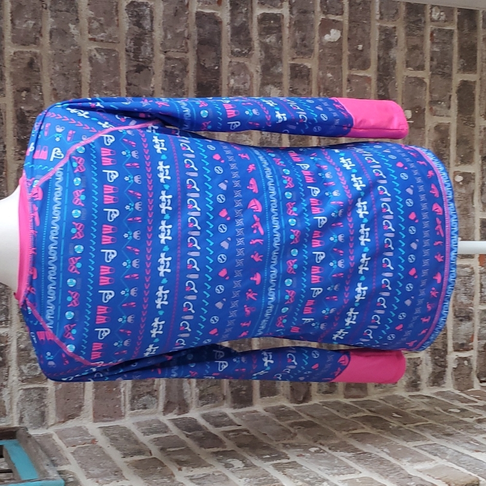 Reel Legends Keep It Cool Moisture Wicking Blue Pink Outdoors Sports Top - Picture 3 of 4